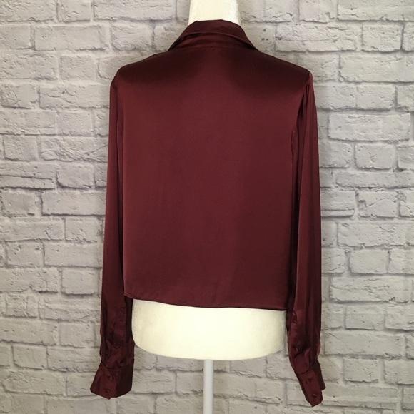 Wilfred Peaufiner Burgundy Tie-Front Blouse - M - Picture 2 of 7